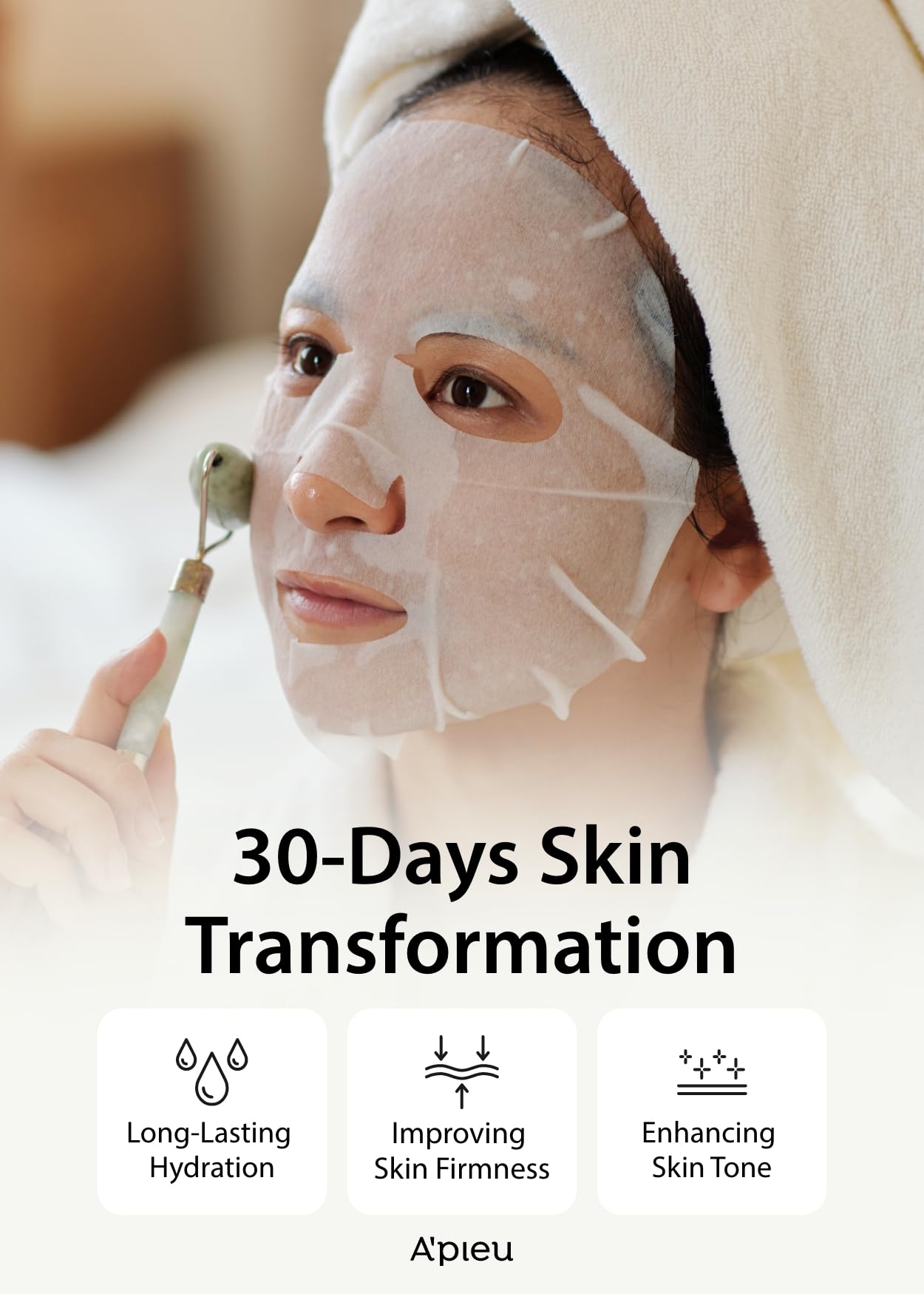 A'PIEU Daily Sheet Mask (Green Tea) – 30-Day Moisturizing Lyocell Mask for All Skin Types