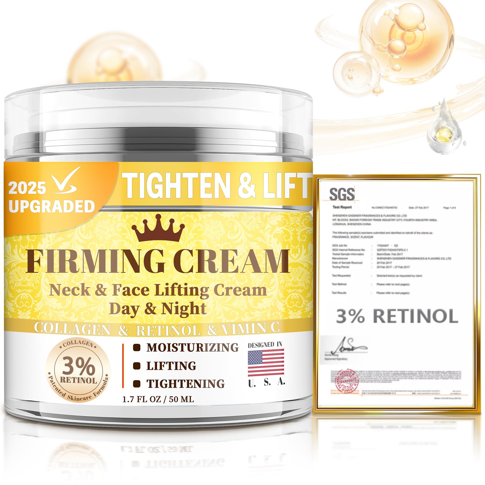 APLEFBE 3% Retinol Cream – Anti-Aging Face & Neck Moisturizer with Hyaluronic Acid