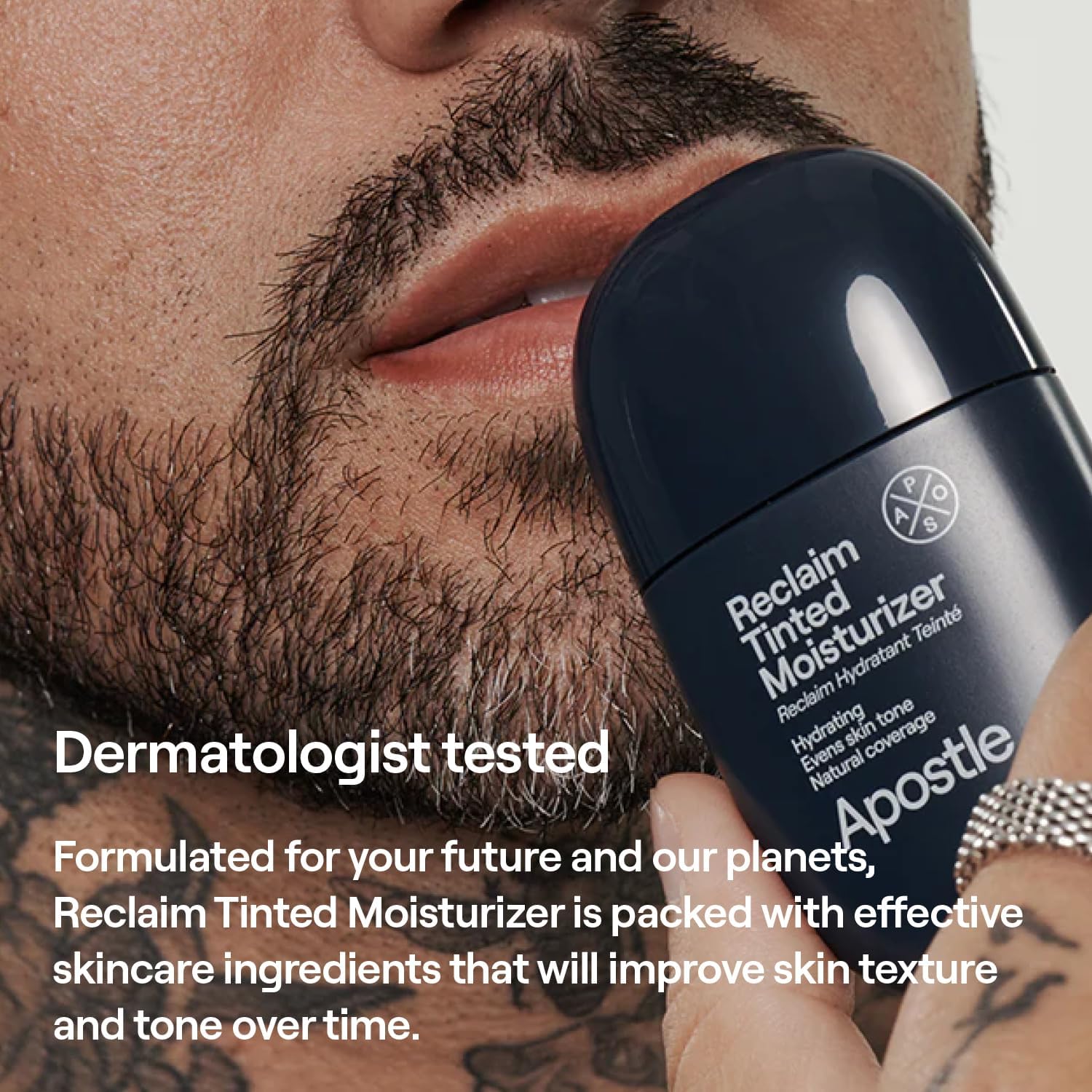 APOSTLE Reclaim Tinted Moisturizer for Men (12 Negril) – Buildable Coverage with Niacinamide & Hyaluronic Acid