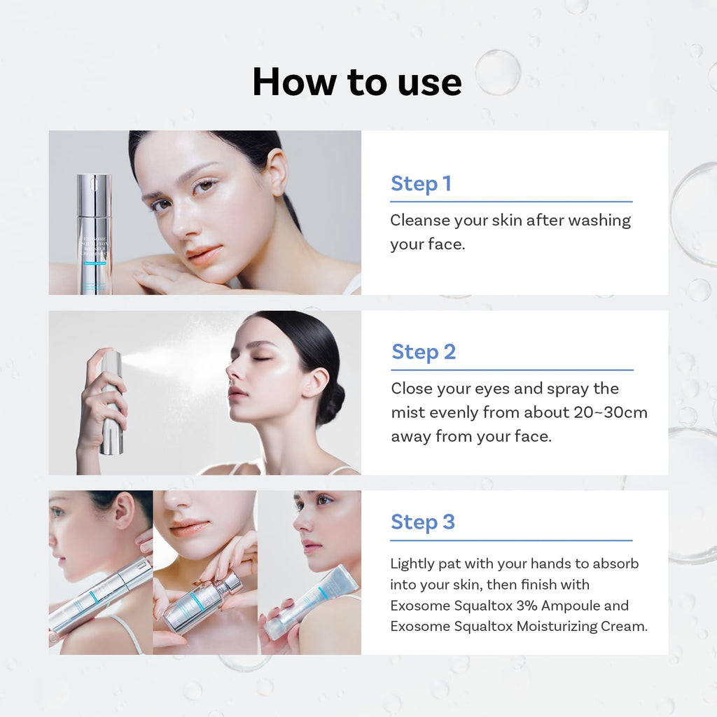APOTHE Exosome Squal-Tox Booster Cream Mist – Hydration, Soothing, and Brightening (3.38 fl oz / 100 ml) | Squalane, Centella Asiatica & Niacinamide