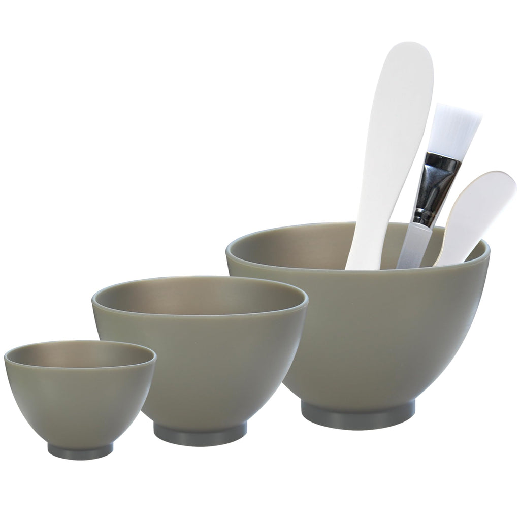 APPEARUS Facial Mask Silicone Mixing Bowl Set – 6-Piece Spa Skincare Kit (Dark Gray), 3 Bowls, Brush & Spatulas, Microwave & Dishwasher Safe