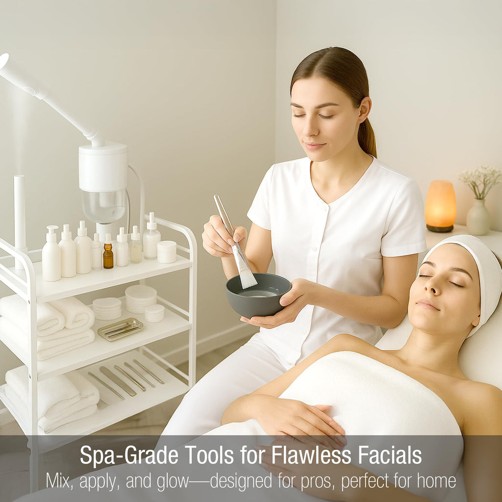 APPEARUS Facial Mask Silicone Mixing Bowl Set – 6-Piece Spa Skincare Kit (Dark Gray), 3 Bowls, Brush & Spatulas, Microwave & Dishwasher Safe