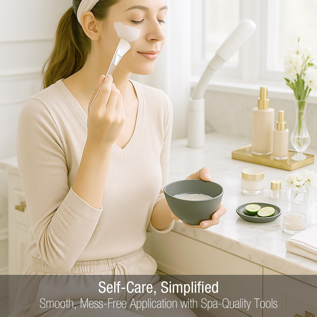 APPEARUS Facial Mask Silicone Mixing Bowl Set – 6-Piece Spa Skincare Kit (Dark Gray), 3 Bowls, Brush & Spatulas, Microwave & Dishwasher Safe