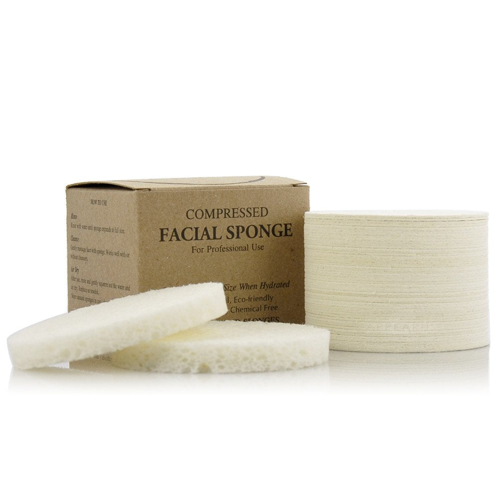 Appearus Natural Cellulose Facial Sponges – 50 Pack (Compressed) – Gentle Cleansing & Makeup Removal
