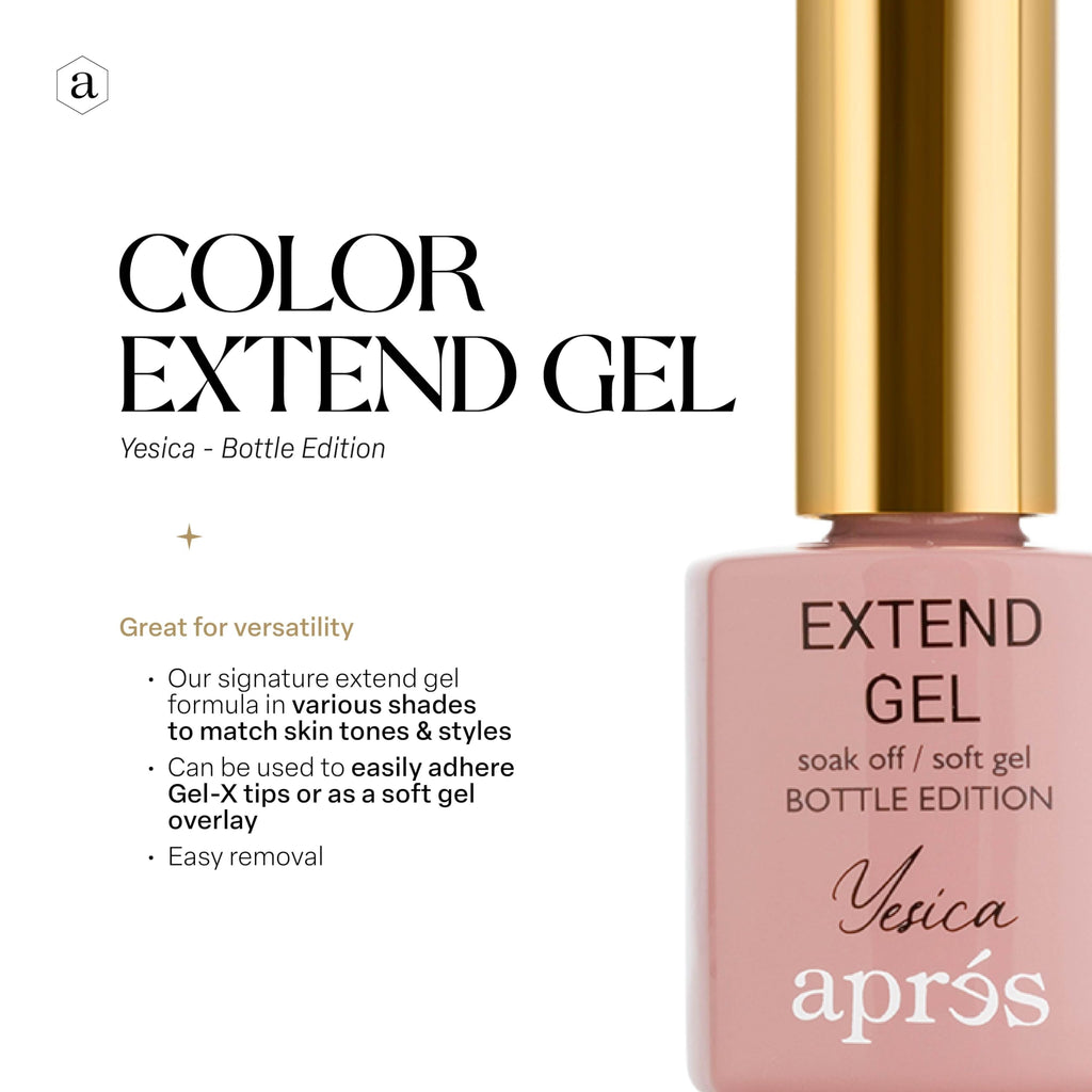 APRÉS Color Extend Gel Bottle + Gel-X Tips Adhesive – Nude Gel Shades (Yesica, 15 ml)