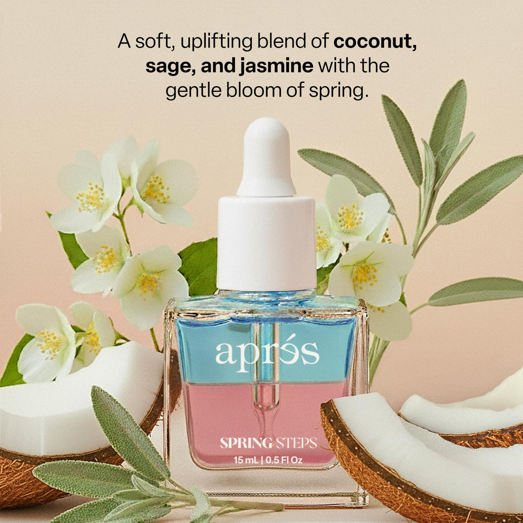 APRÉS Light & Shadow Cuticle Serum – Nourishing Almond & Jojoba Oil, Vitamin B & Turmeric, 15 mL | Spring Steps (Coconut, Sage & Jasmine)