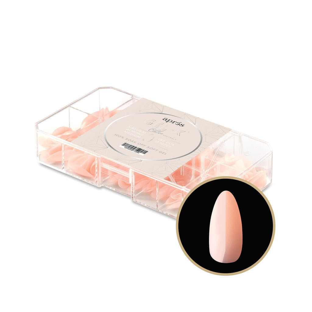 APRÉS Neutrals Gel-X Chloe Box – 150 Nail Tips, 11 Sizes 00–9, Natural Almond