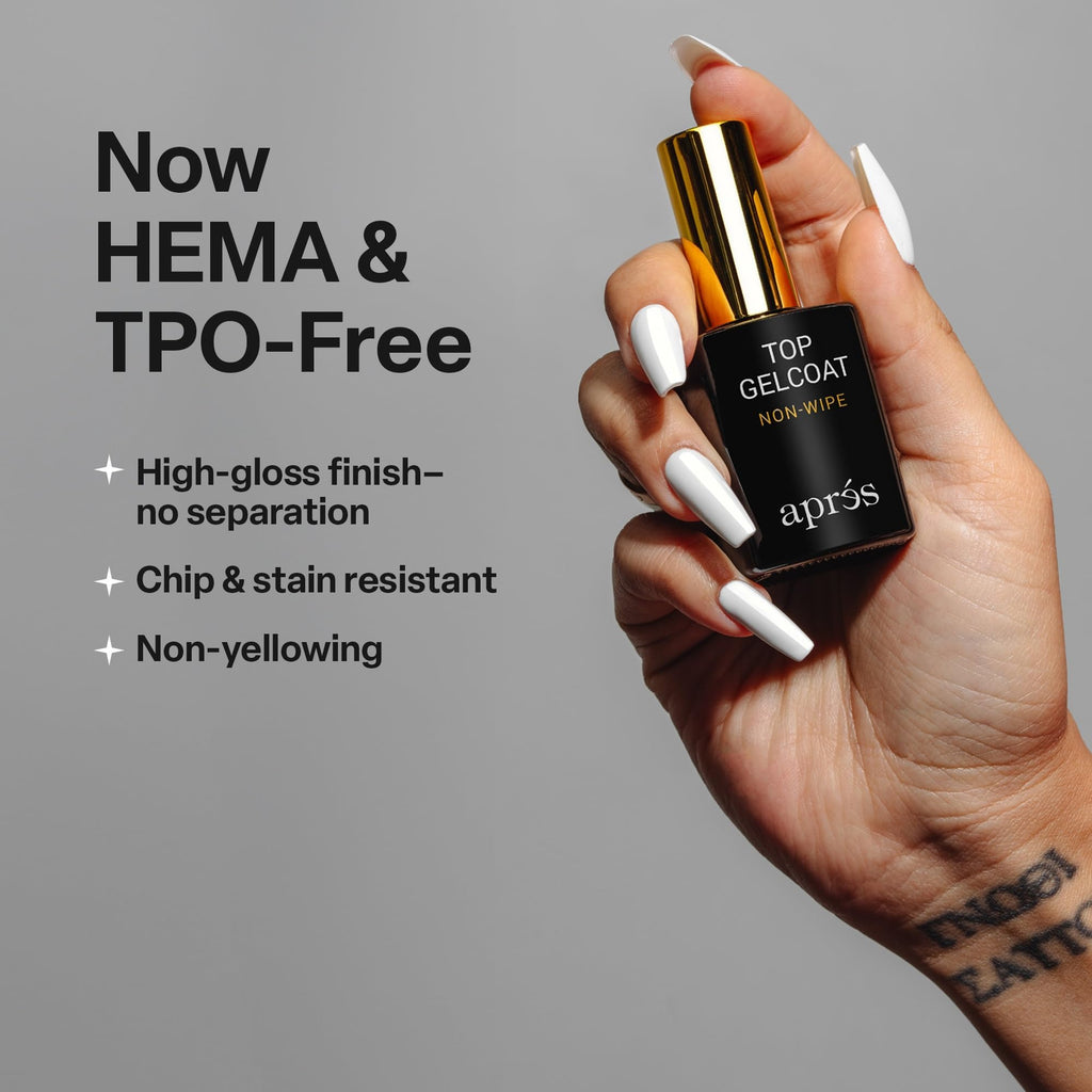 APRÉS Non-Wipe Glossy Top Gelcoat 15ml – HEMA & TPO-Free, Fast-Cure Shine