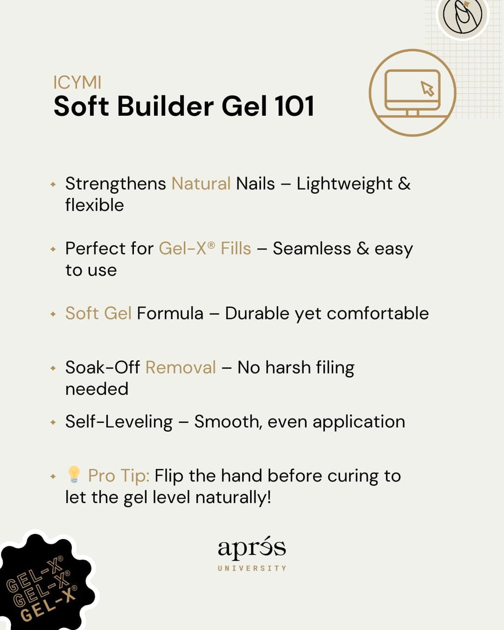 APRÉS Soft Gel Builder in a Bottle – Self-Leveling Gel-X Extension Thickener & Overlay