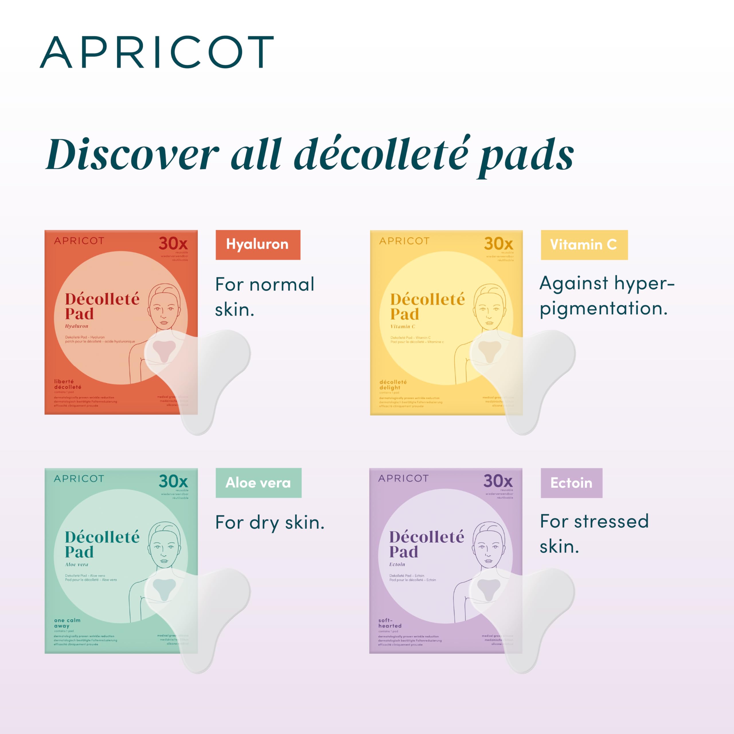 APRICOT Beauty & Healthcare Silicone Chest Pad with Ectoin – Reusable Décolletage Patch, Made in Germany