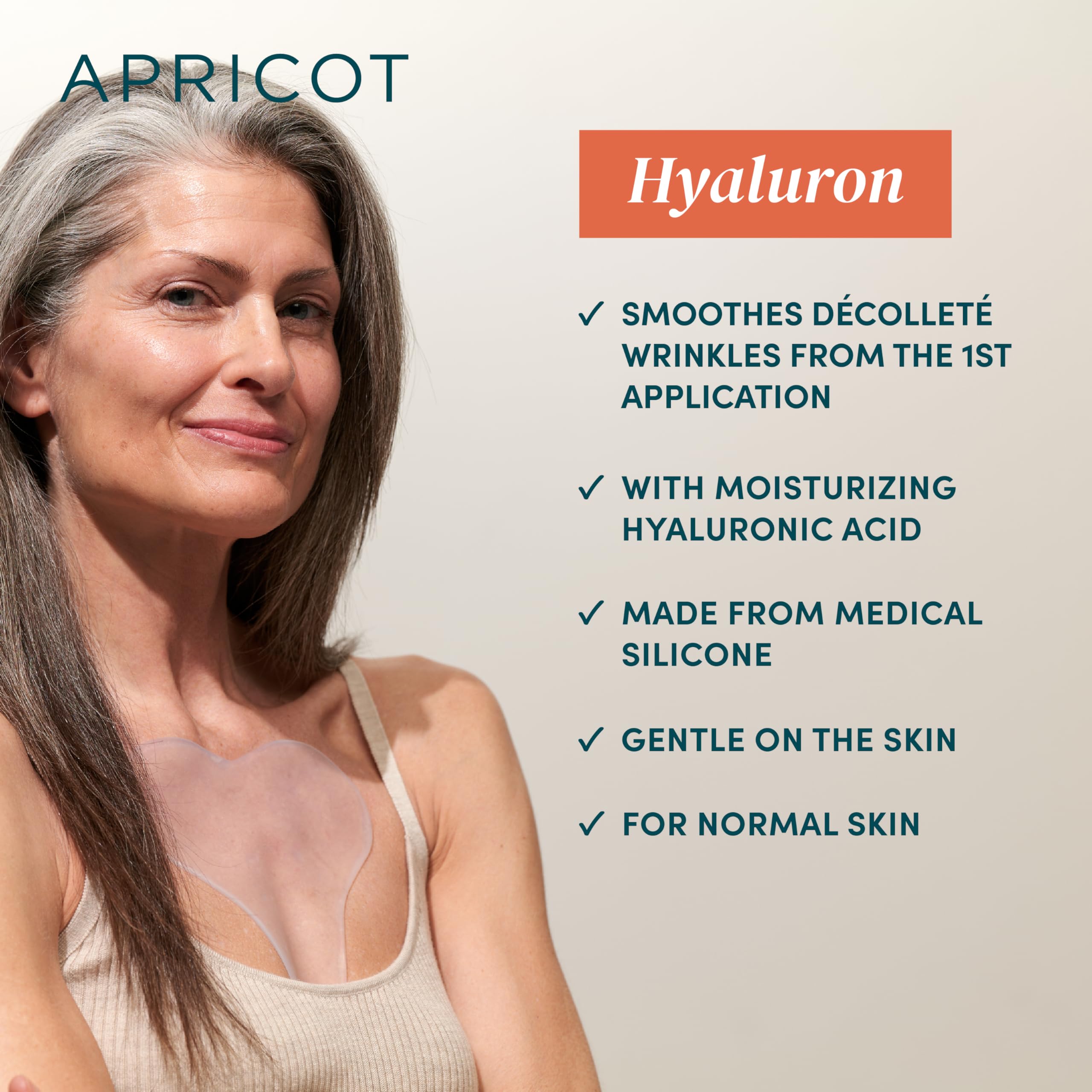 APRICOT Liberté Décolleté Silicone Chest Patch with Hyaluronic Acid | 30x Reusable | Made in Germany