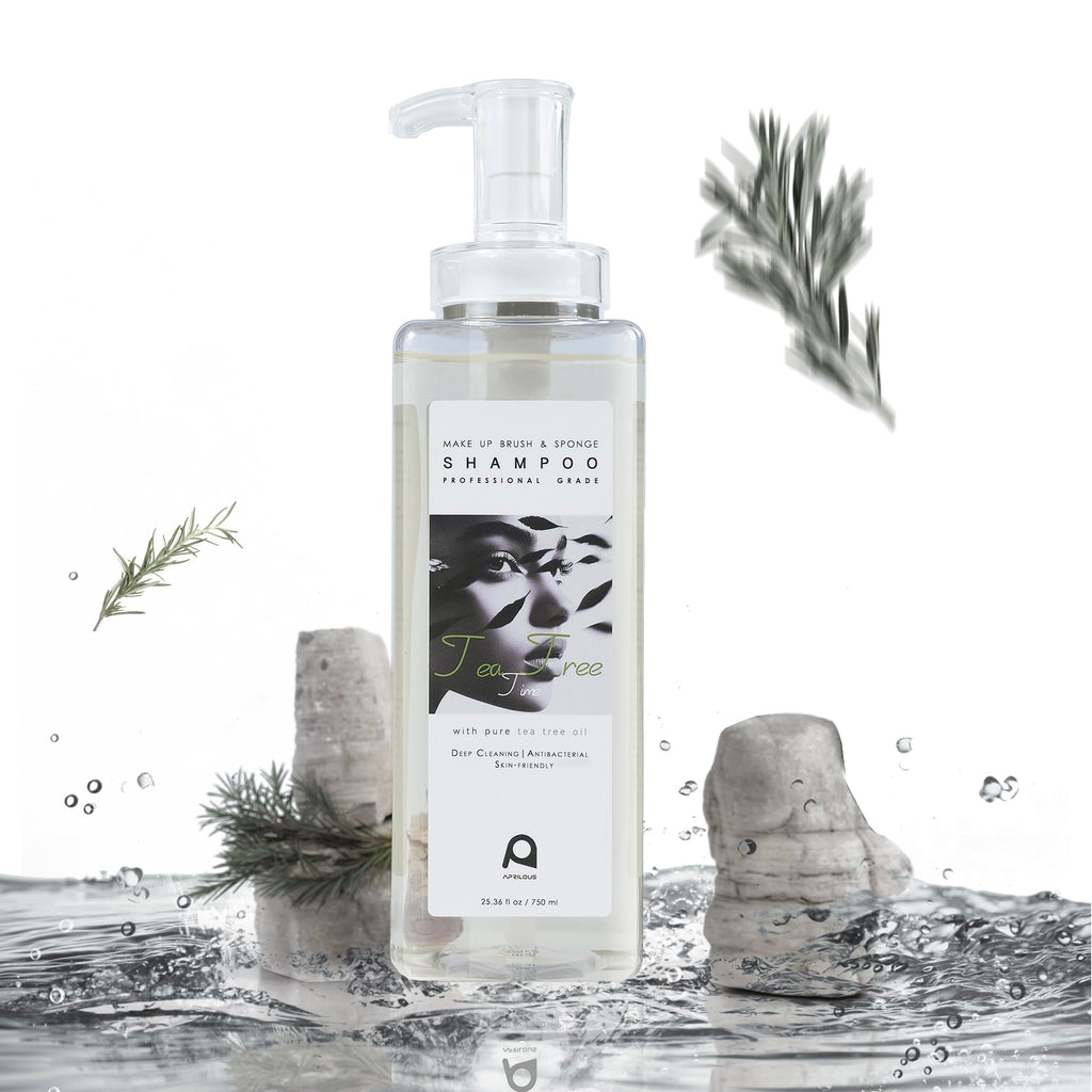 Aprilous Tea Tree Makeup Brush Cleaner – Large 25.36 oz, Deep Cleaning for Brushes & Sponges