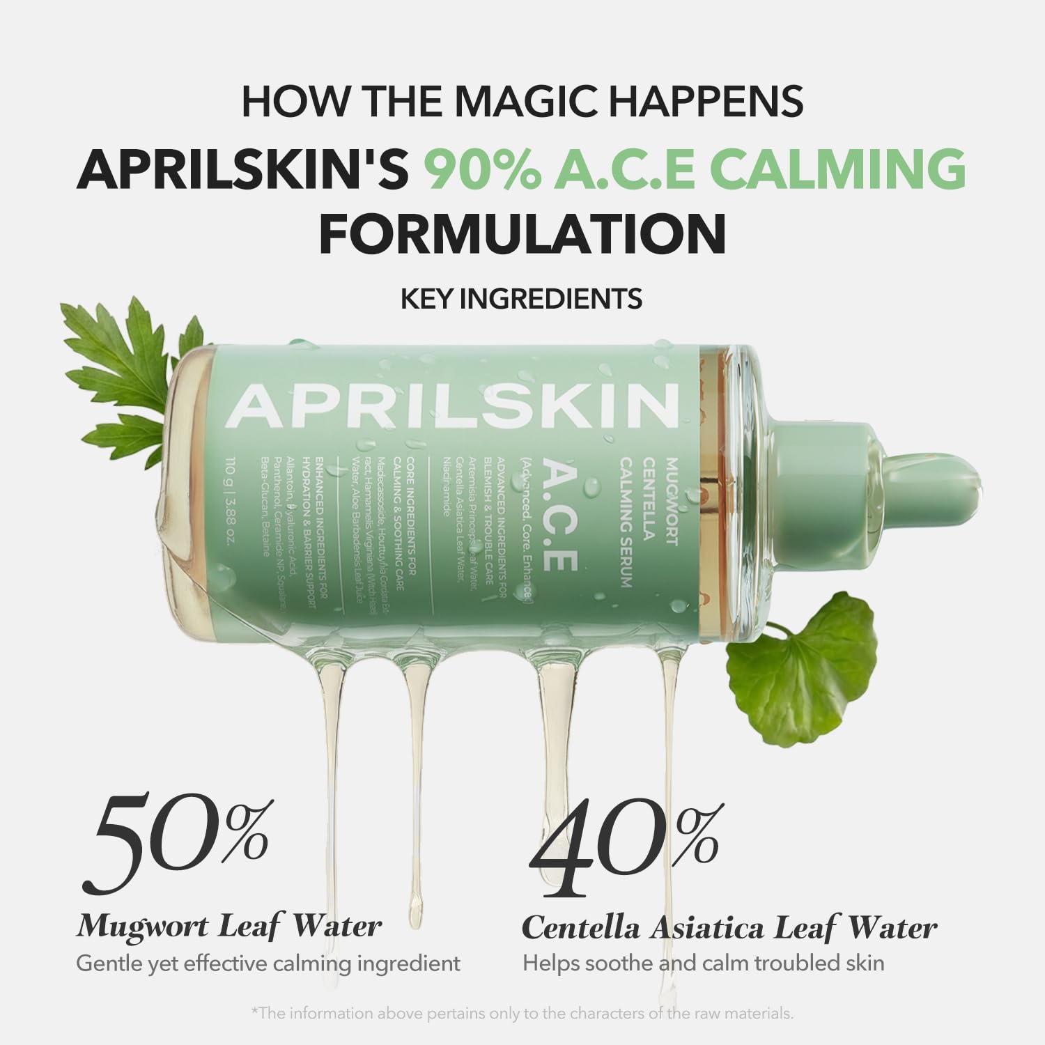 APRILSKIN A.C.E Serum – Mugwort & Centella Calming, 3-Second Soothing, 3.88 oz