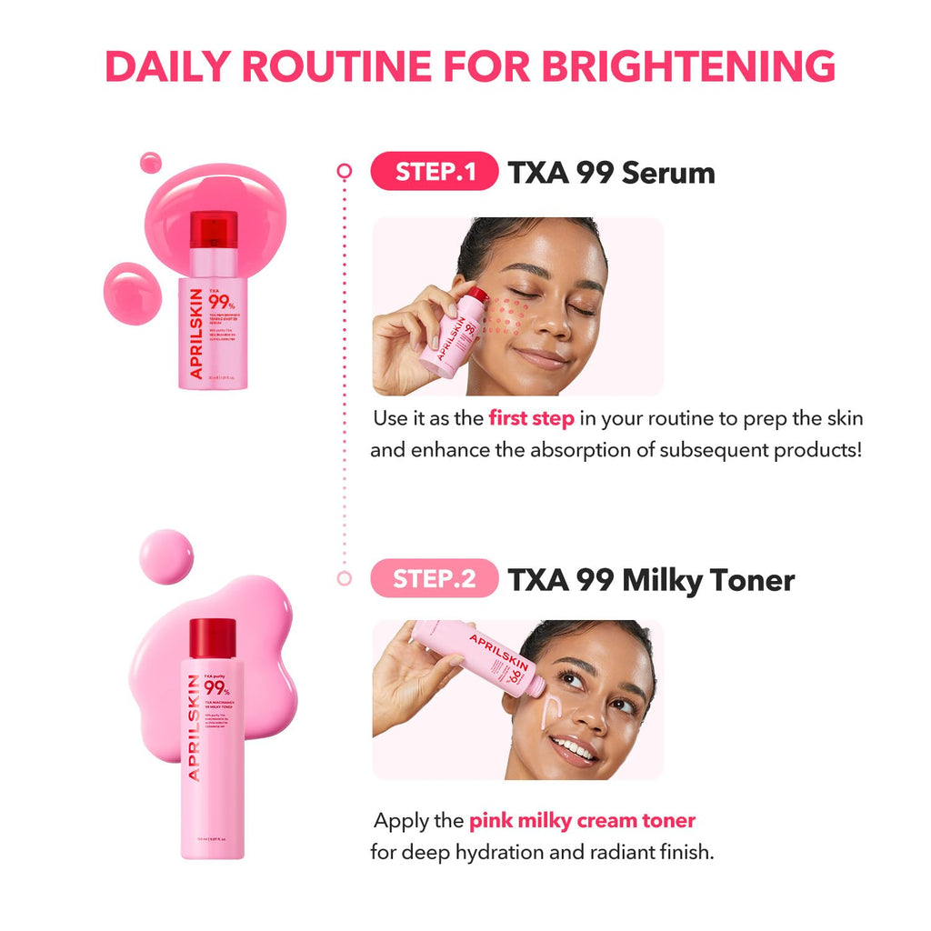 APRILSKIN TXA+Niacinamide 99 Pink Milky Toner – 99% TXA + Niacinamide 5% for Brightening, Deep Hydration | 5.07 fl oz