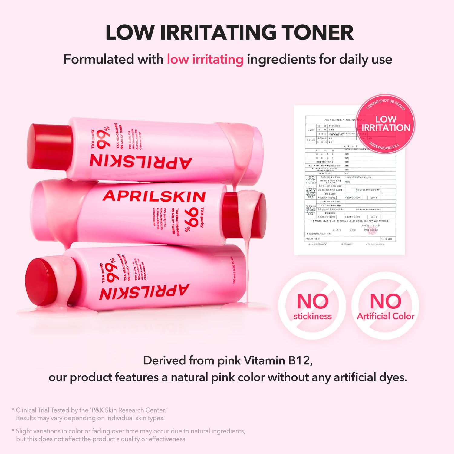 APRILSKIN TXA+Niacinamide 99 Pink Milky Toner – 99% TXA + Niacinamide 5% for Brightening, Deep Hydration | 5.07 fl oz