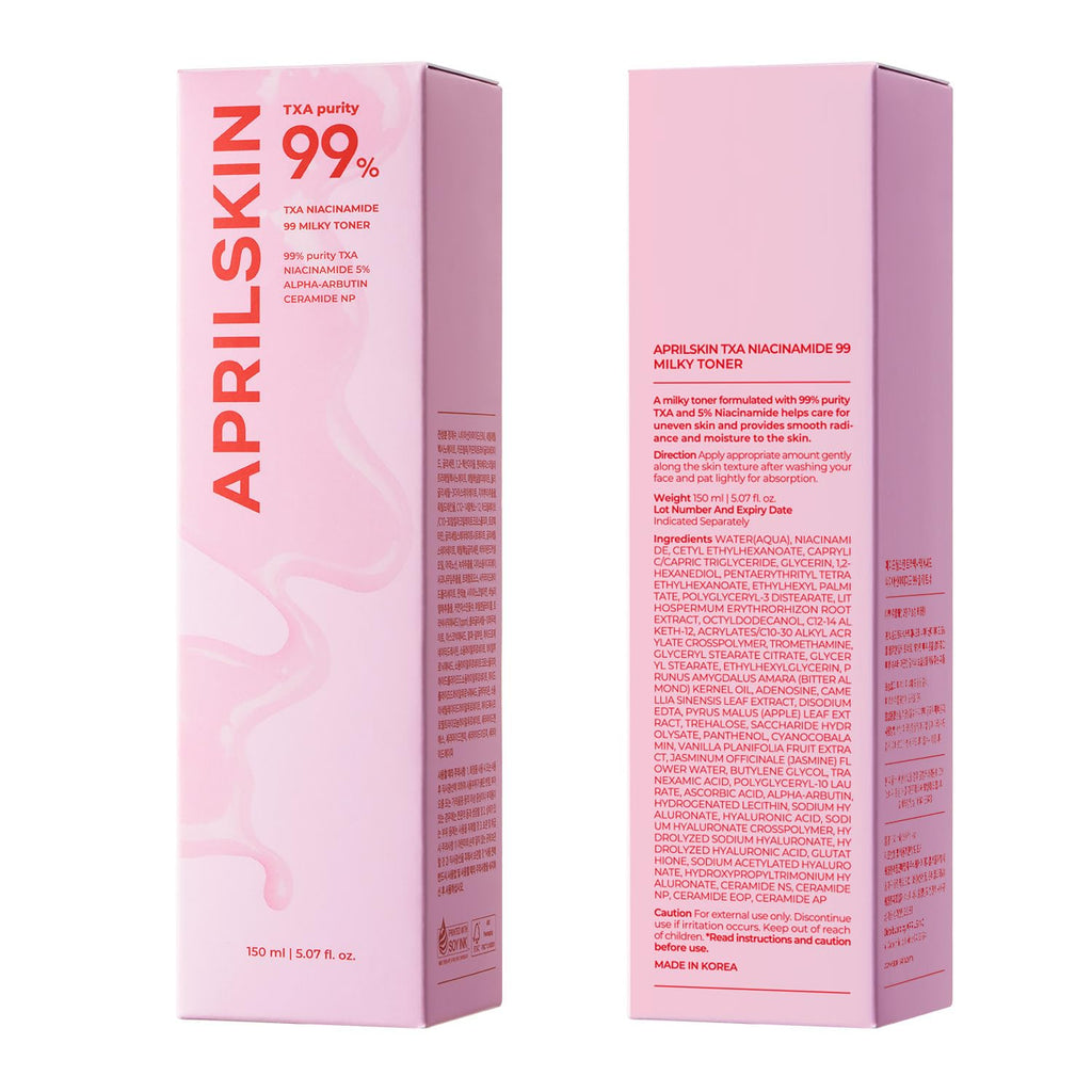 APRILSKIN TXA+Niacinamide 99 Pink Milky Toner – 99% TXA + Niacinamide 5% for Brightening, Deep Hydration | 5.07 fl oz