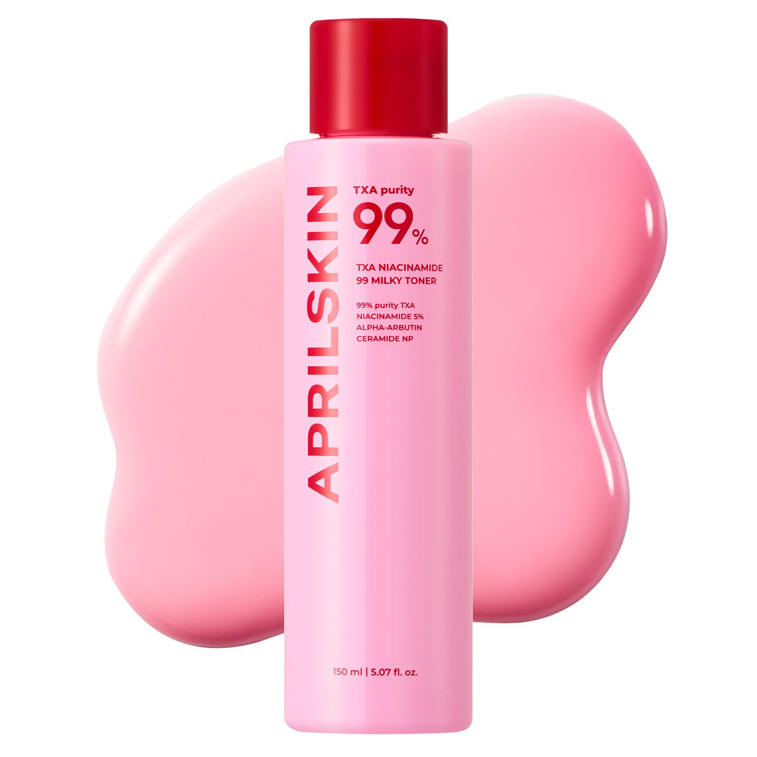 APRILSKIN TXA+Niacinamide 99 Pink Milky Toner – 99% TXA + Niacinamide 5% for Brightening, Deep Hydration | 5.07 fl oz