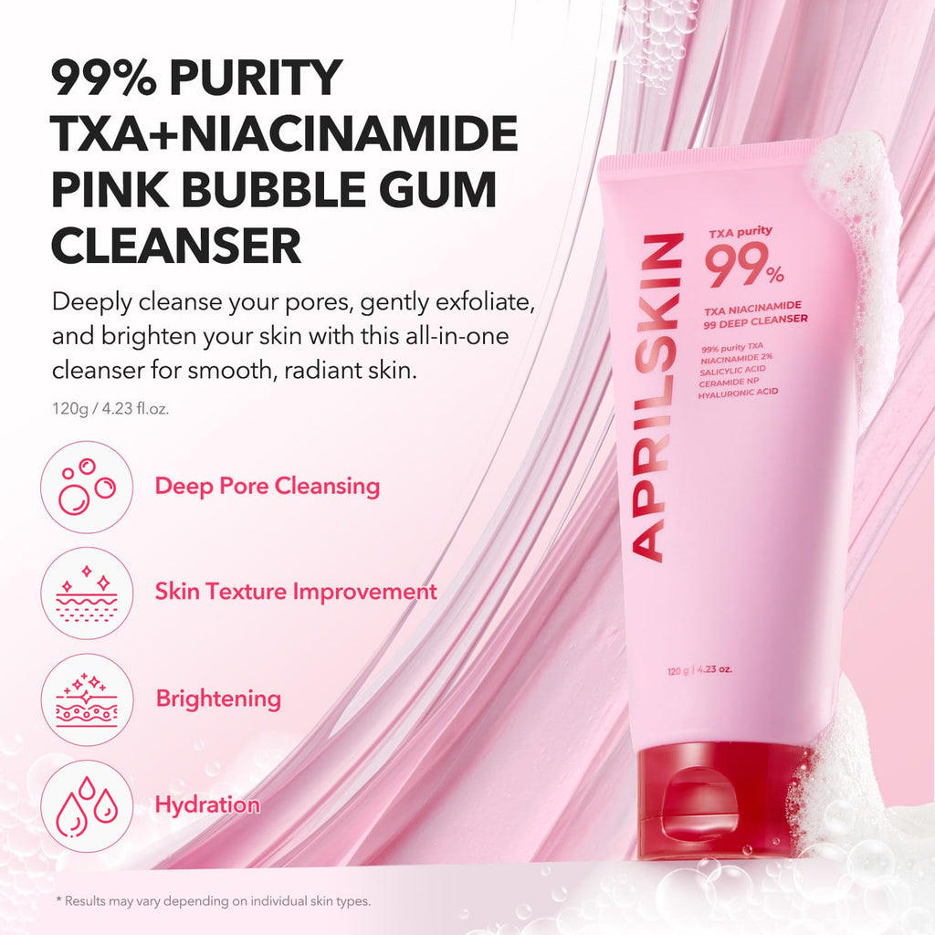 APRILSKIN TXA Niacinamide 99% Pink Bubble Gum Deep Cleanser | Pore & Blackhead Care | 4.23 fl oz