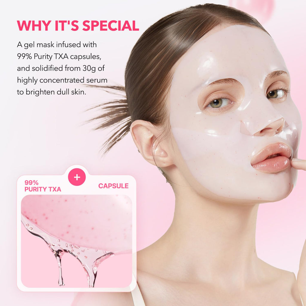 APRILSKIN TXA Pink Capsule Gel Mask | Overnight Glow with 99% TXA for Uneven Tone, Hydration & Radiance
