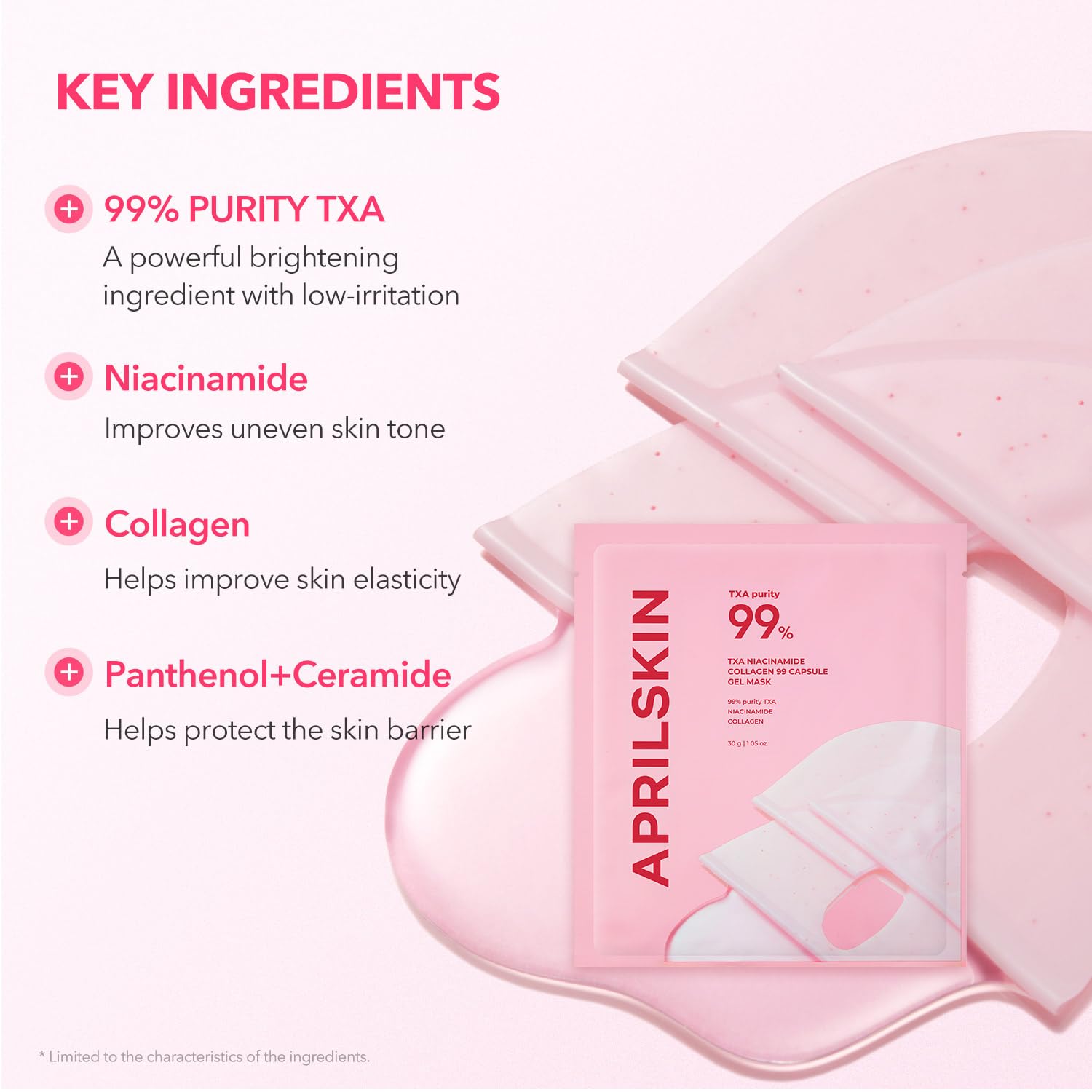 APRILSKIN TXA Pink Capsule Gel Mask | Overnight Glow with 99% TXA for Uneven Tone, Hydration & Radiance