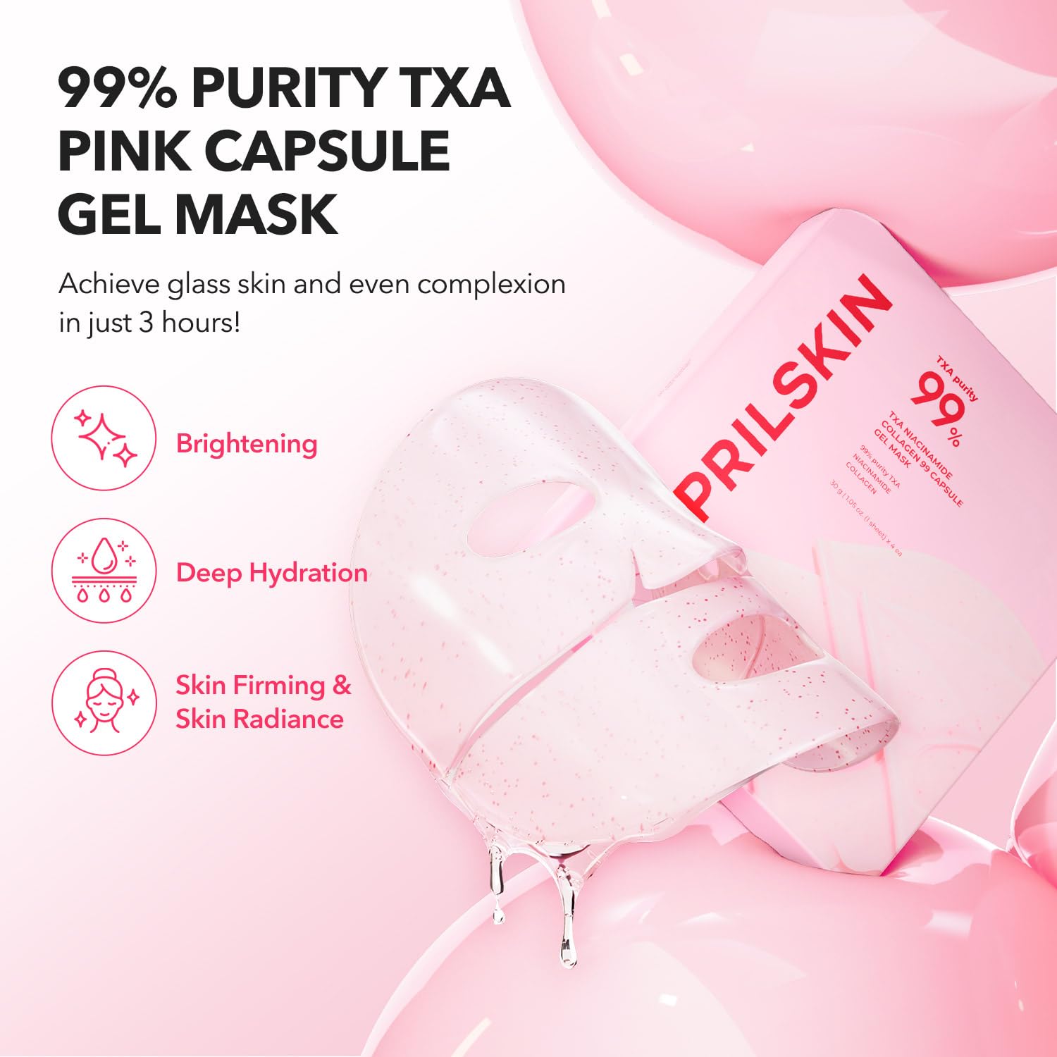 APRILSKIN TXA Pink Capsule Gel Mask | Overnight Glow with 99% TXA for Uneven Tone, Hydration & Radiance