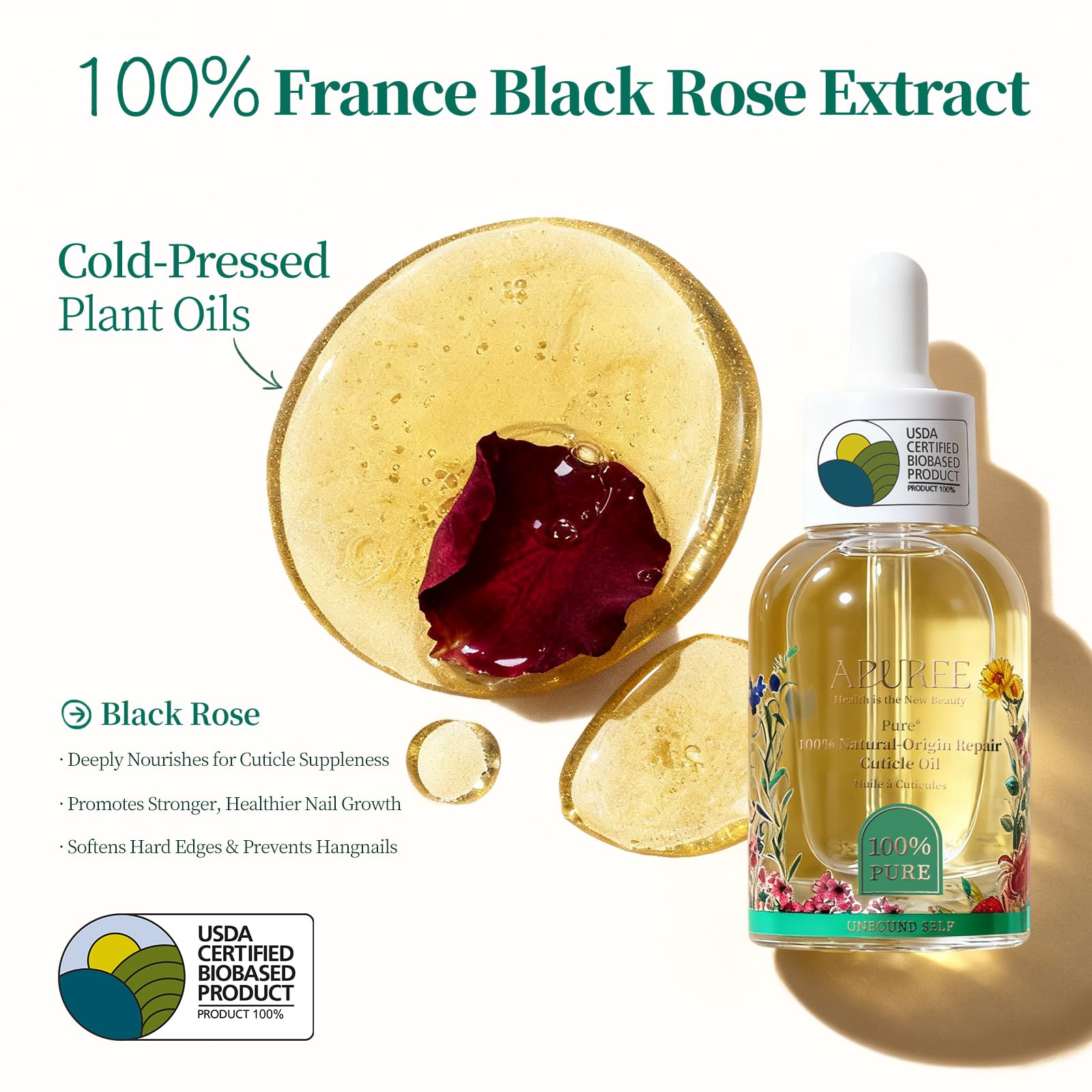 APUREE 100% Bio-Based Cuticle Oil — Nail Strengthener & Growth Oil, 1oz | USDA Verified, Vegan