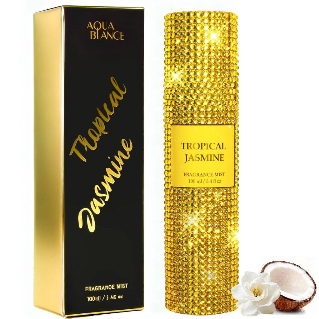 AQUA BLANCE Body Spray for Women – Tropical Jasmine, Diamond-Embellished Bottle, 3.4 fl oz