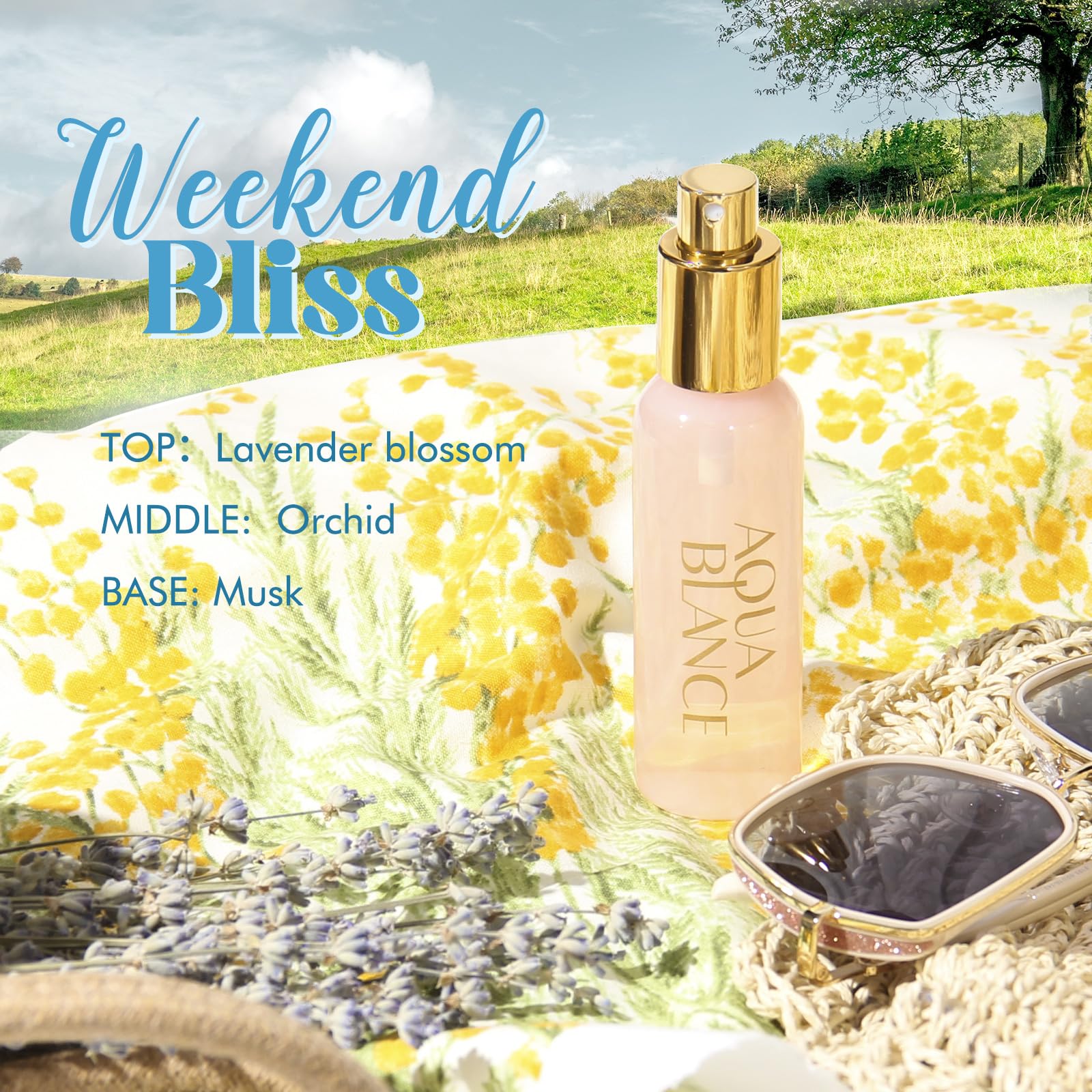 AQUA BLANCE Body Spray Set — 3 Travel-Size Scents (60ml each) Vanilla Woodland, Weekend Bliss, Floating Dreams