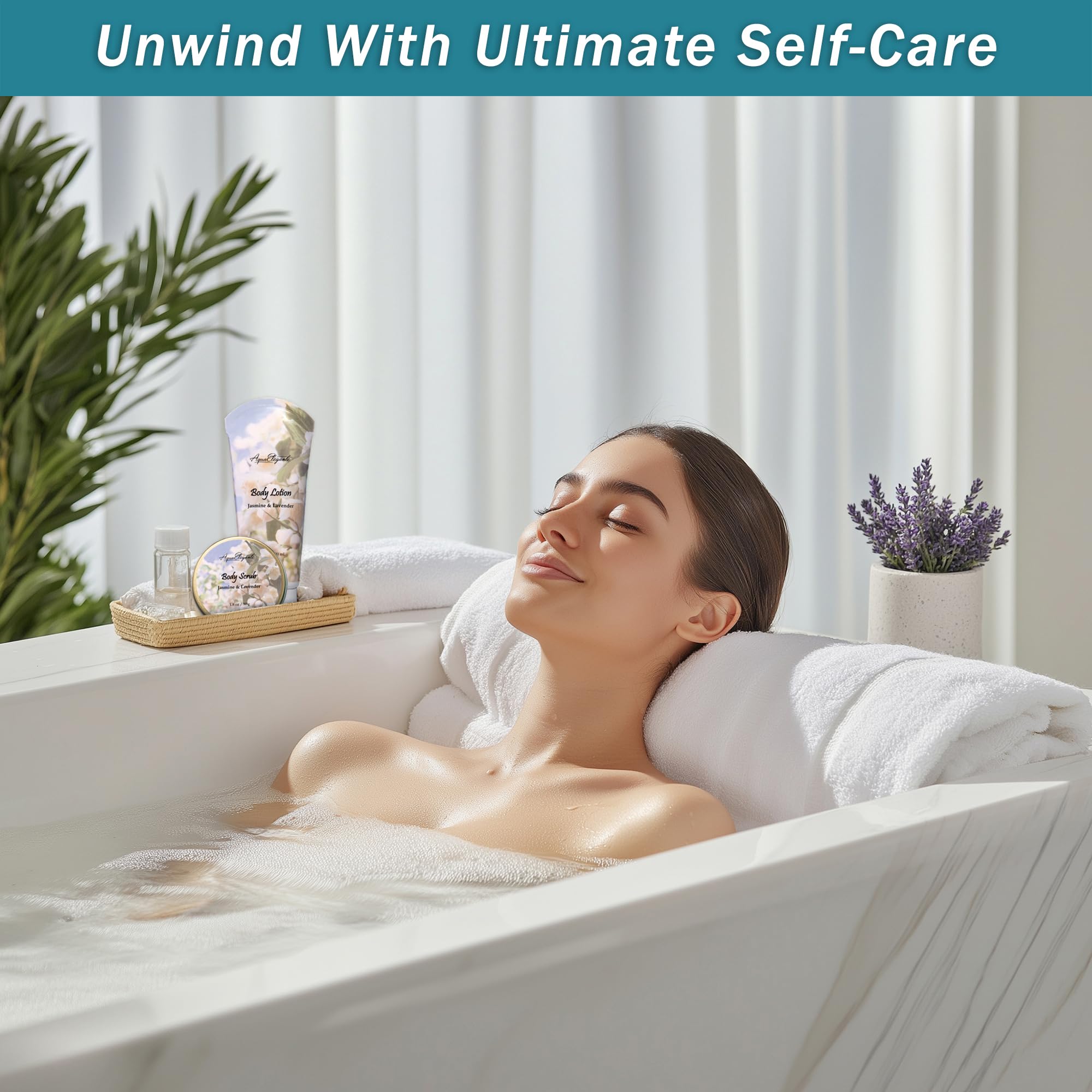 Aqua Elegante Spa Baskets for Women – Jasmine & Lavender Luxury Bath Set