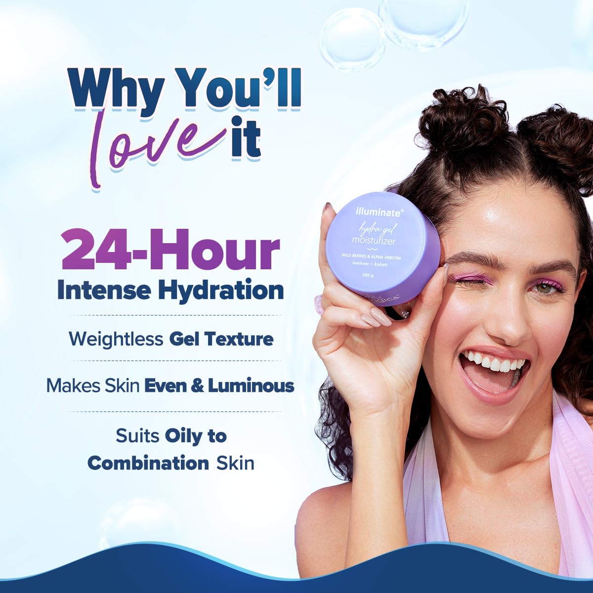 Aqualogica Illuminate+ Hydra Gel Moisturizer — 24-Hour Hydration for Oily to Combination Skin