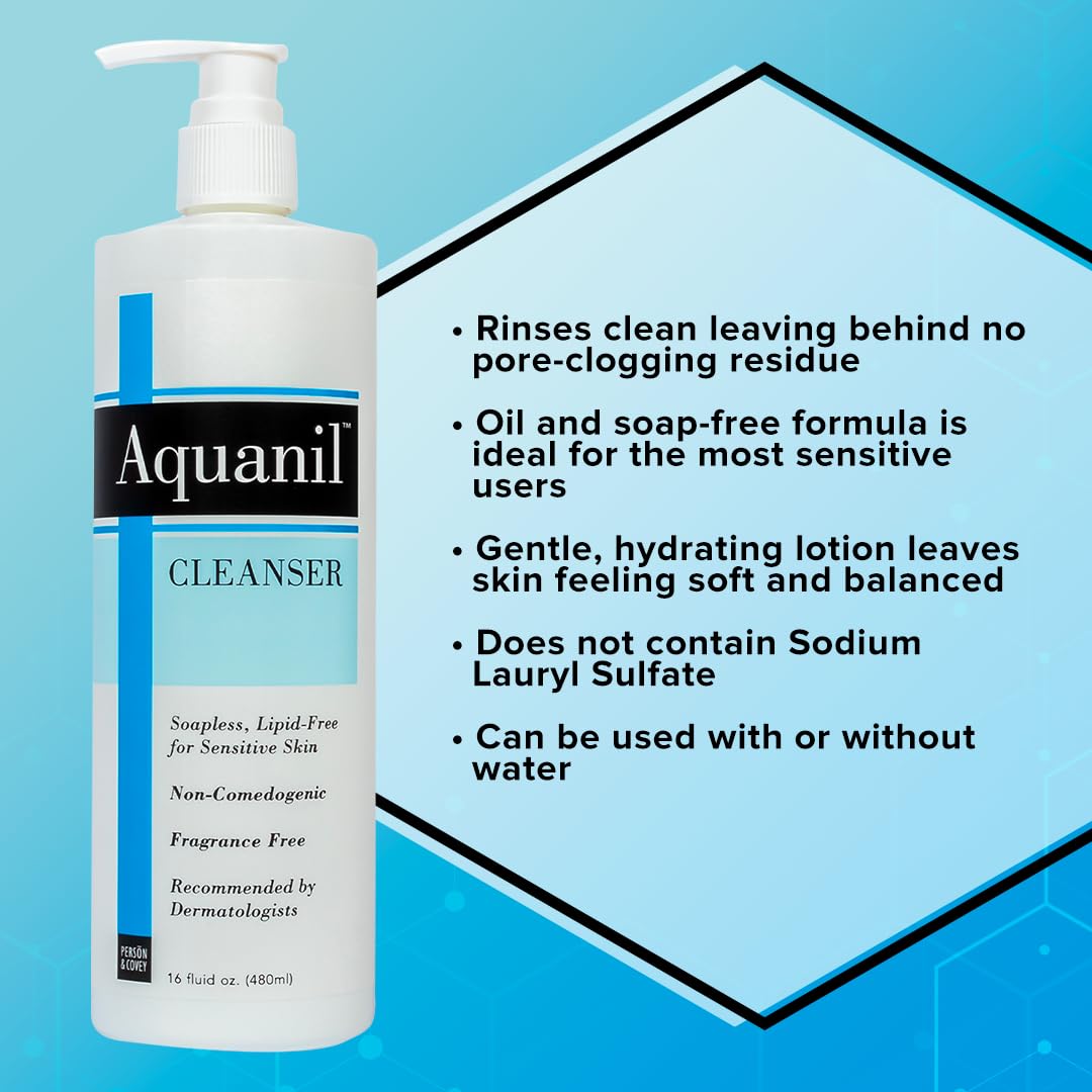 Aquanil Lipid-Free Cleanser for Sensitive Skin | Fragrance-Free, Soap-Free, 3 Pack – 16 oz