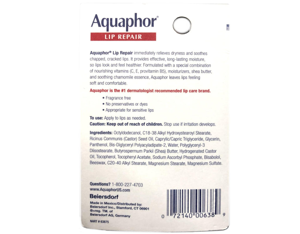 Aquaphor Lip Repair Ointment - Long-Lasting Moisture for Dry Lips | 4-Pack