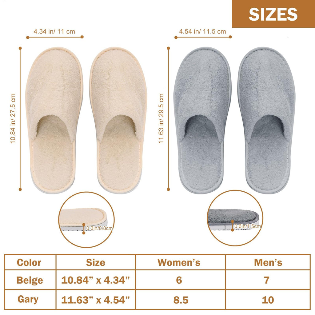AQUEENLY Guest Slippers – Washable, Non-Slip Indoor Slippers (12 Pack)