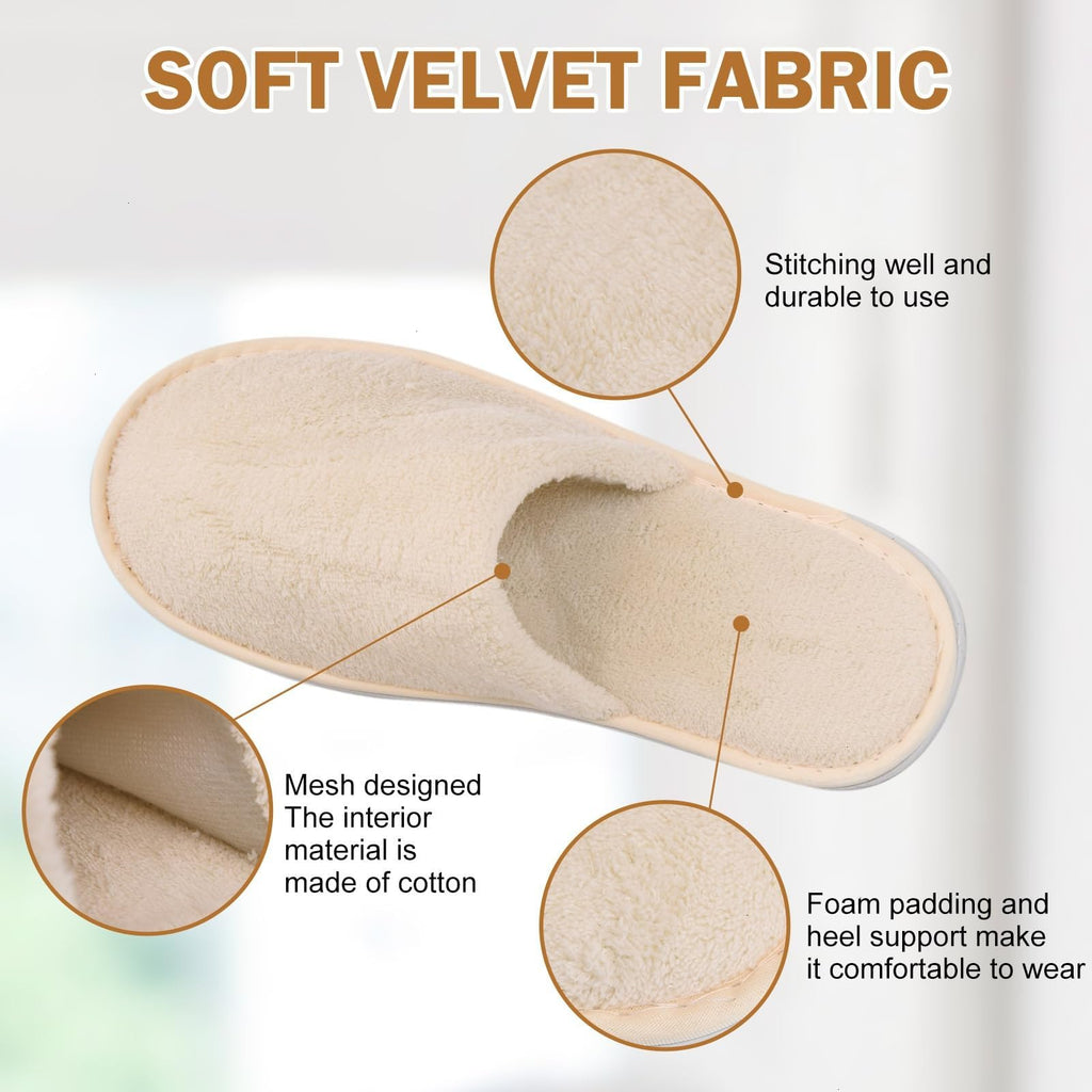 AQUEENLY Guest Slippers – Washable, Non-Slip Indoor Slippers (12 Pack)