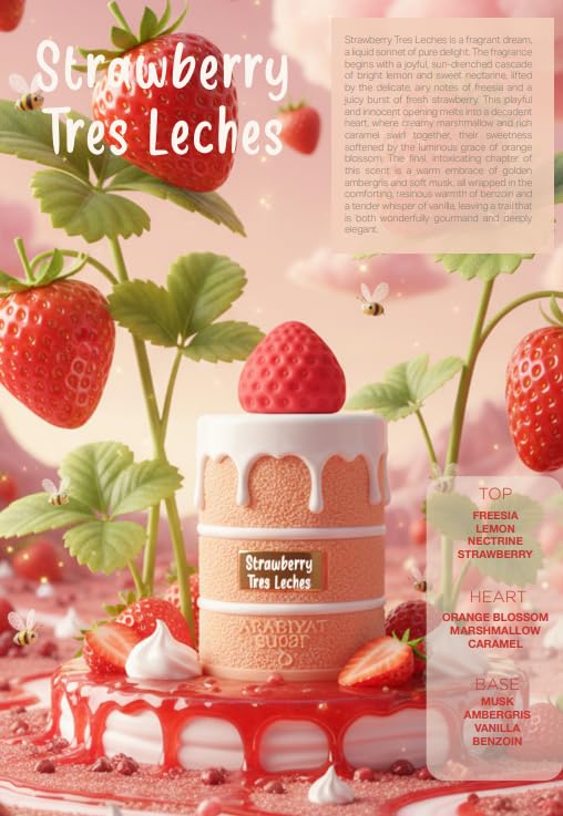 Arabiyat Sugar Strawberry Tres Leches Eau De Parfum – 3.4 fl oz | ARABIYAT