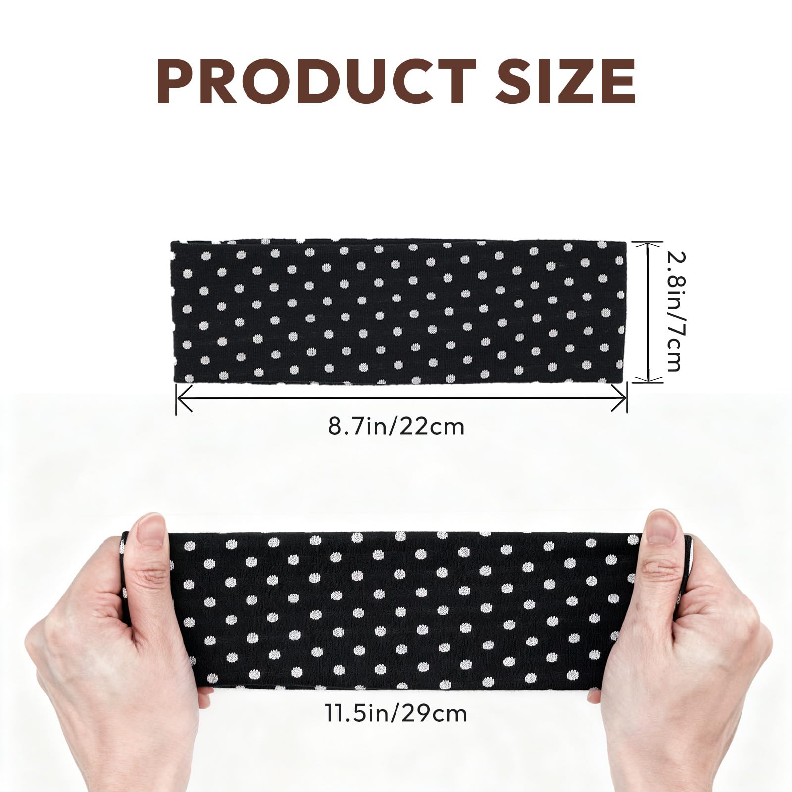 Aranya Women's Headbands 5pc Set – Soft Stretchy Fabric for Yoga & Everyday Wear (Polka Dot)
