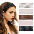 Aranya Women's Headbands 5pc Set – Soft Stretchy Fabric for Yoga & Everyday Wear (Polka Dot)