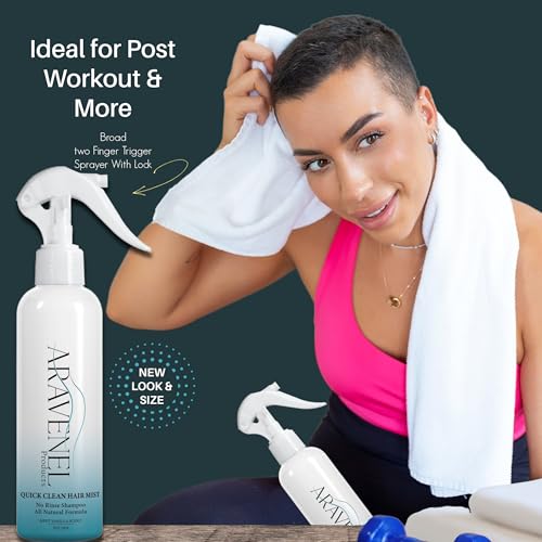 ARAVENEL Quick Clean Hair Mist – All-Natural, No-Rinse Formula (8oz) for Buildup, Odor & Itch