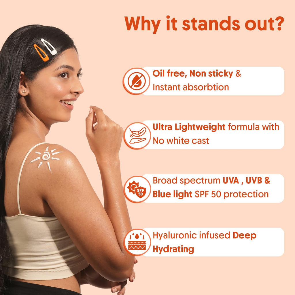 Aravi Organic Oil-Free Sunscreen Body Lotion SPF 50 PA++++ | Lightweight, Invisible Finish | 200ml