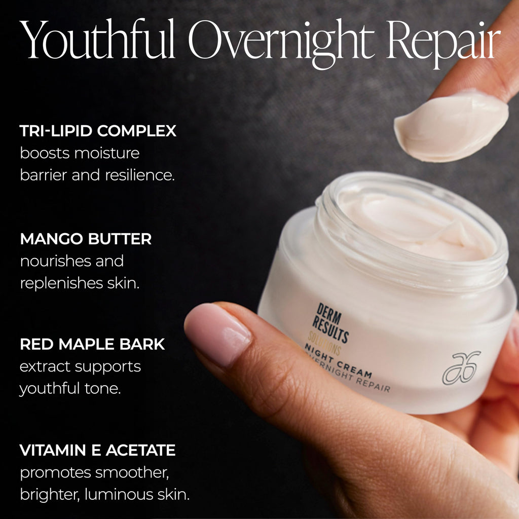 Arbonne DermResults Night Cream – Overnight Hydration with Tri-Lipid Complex (1.7 oz / 50 ml)