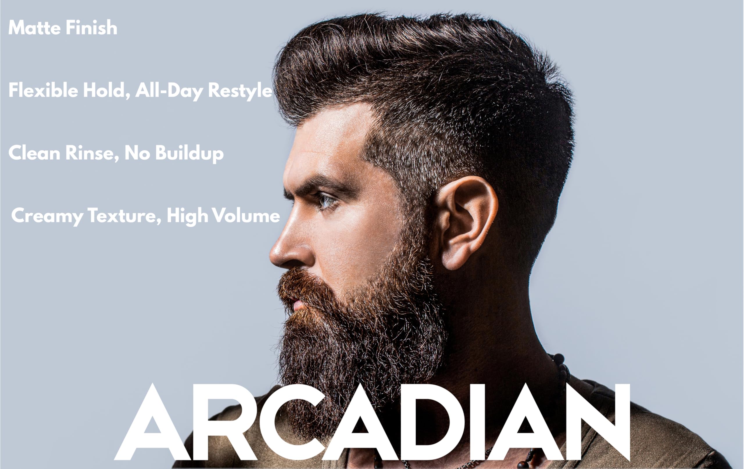 Arcadian Grooming Clay Pomade for Men – Vegan Matte Finish, Strong Hold, 4oz