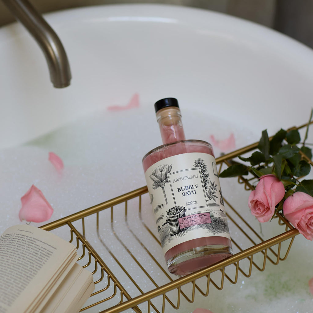 Archipelago Botanicals Luxury Charcoal Rose Bubble Bath – Hydrating & Detoxifying (25 oz)