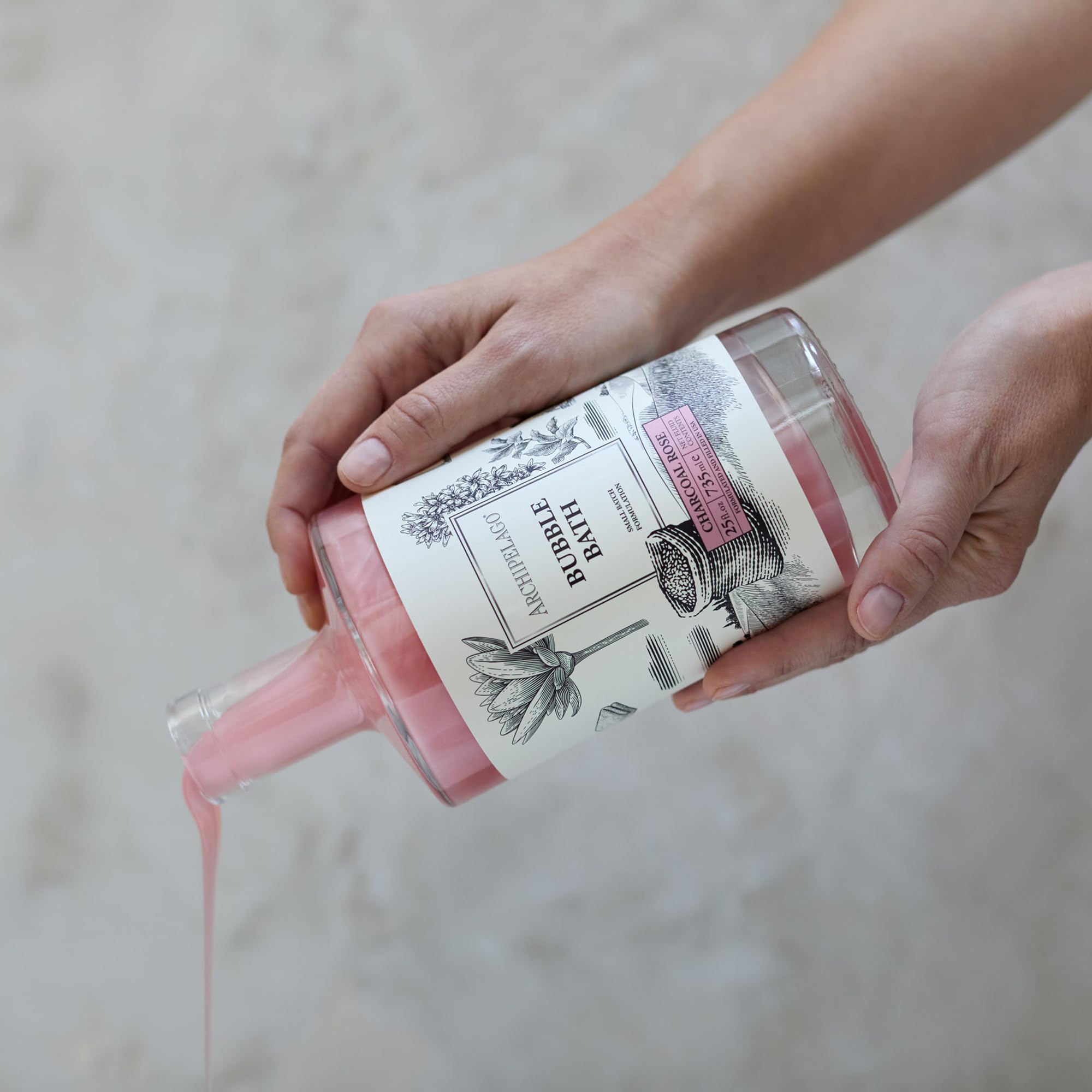 Archipelago Botanicals Luxury Charcoal Rose Bubble Bath – Hydrating & Detoxifying (25 oz)