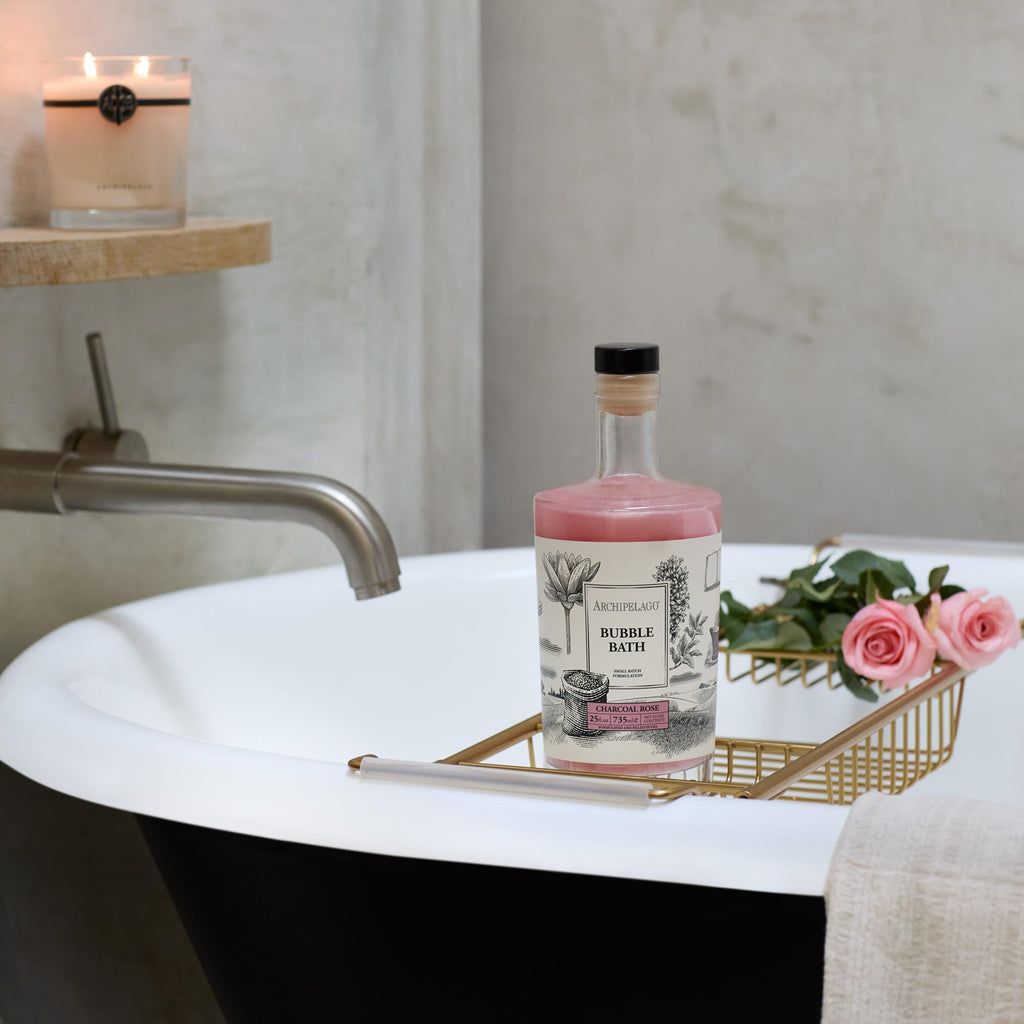 Archipelago Botanicals Luxury Charcoal Rose Bubble Bath – Hydrating & Detoxifying (25 oz)