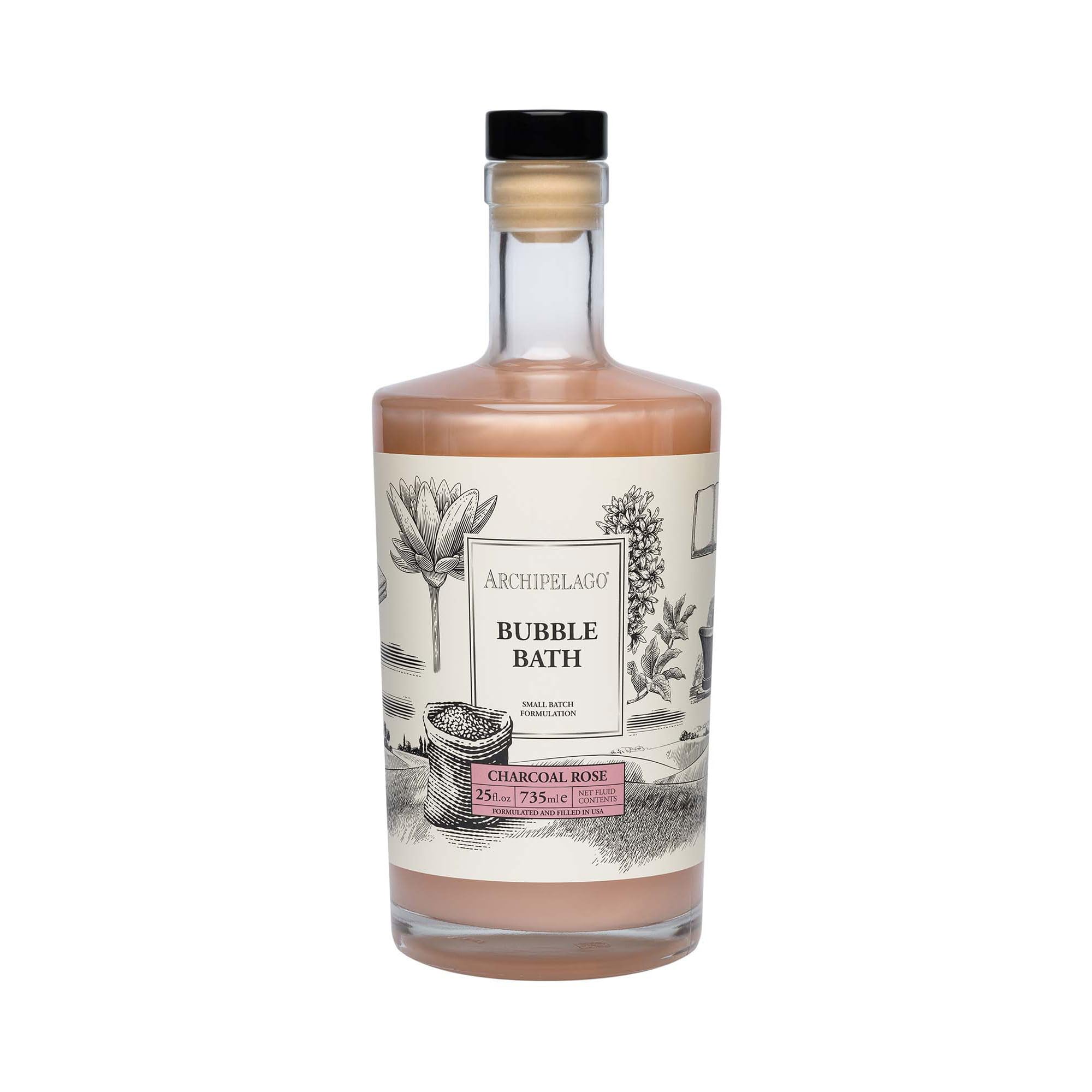 Archipelago Botanicals Luxury Charcoal Rose Bubble Bath – Hydrating & Detoxifying (25 oz)