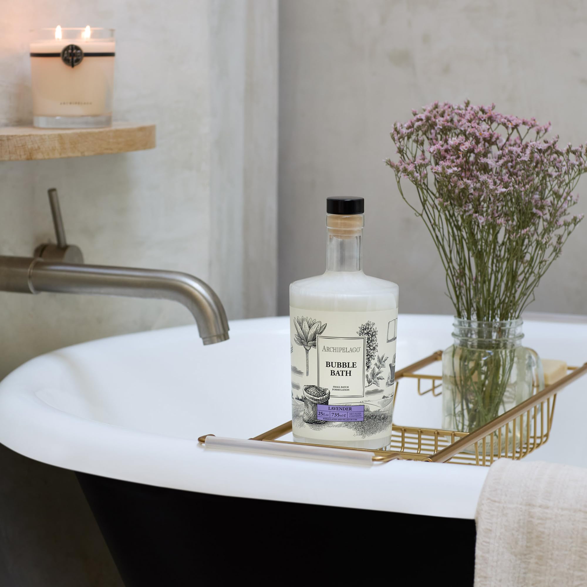 Archipelago Botanicals Luxury Lavender Bubble Bath – Hydrating & Soothing, 25 oz