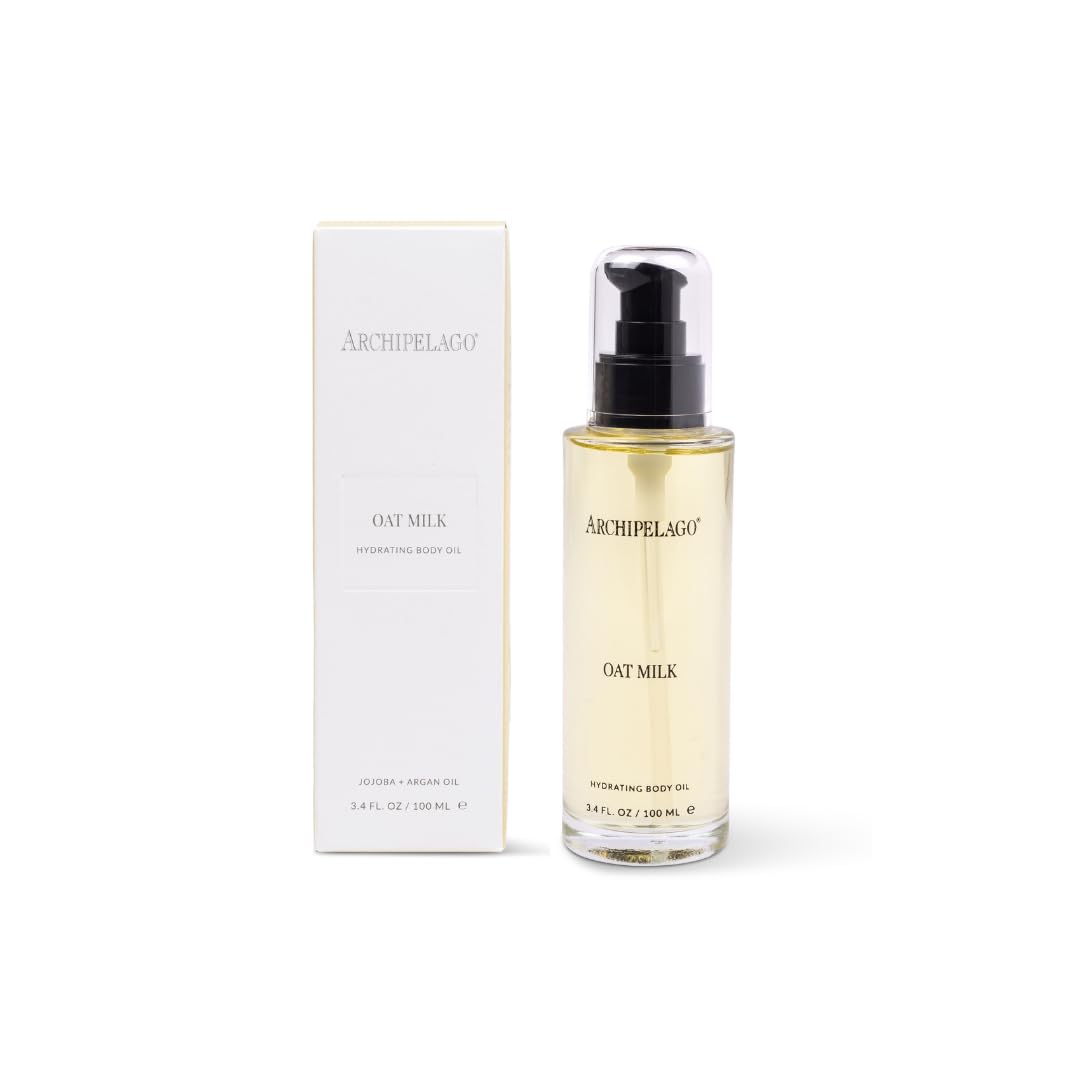 Archipelago Botanicals Oat Milk Hydrating Body Oil – Lightweight Jojoba, Argan & Rosehip for Dry or Sensitive Skin