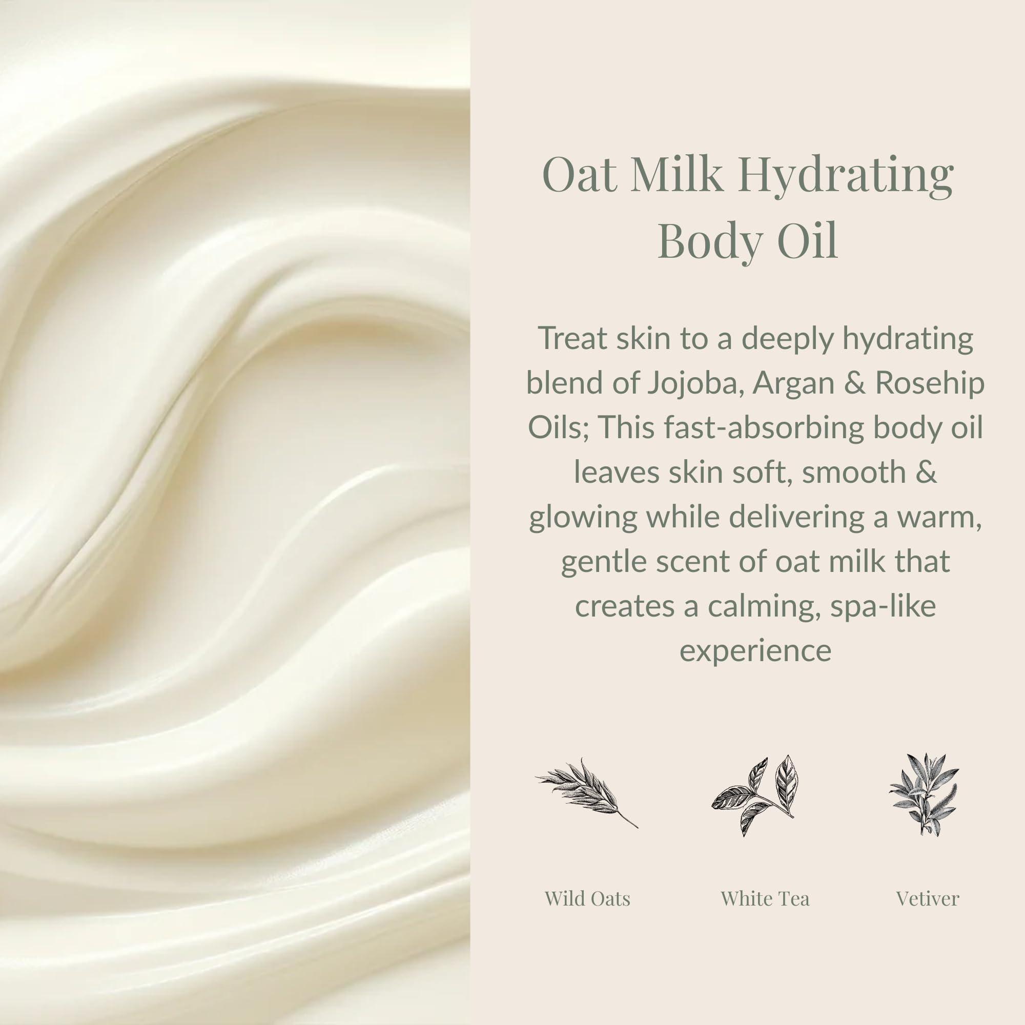 Archipelago Botanicals Oat Milk Hydrating Body Oil – Lightweight Jojoba, Argan & Rosehip for Dry or Sensitive Skin