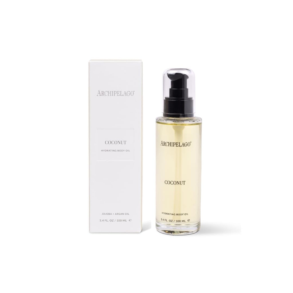 Archipelago Botanicals Coconut Hydrating Body Oil — Lightweight Jojoba, Argan & Rosehip for Soft, Glowing Skin
