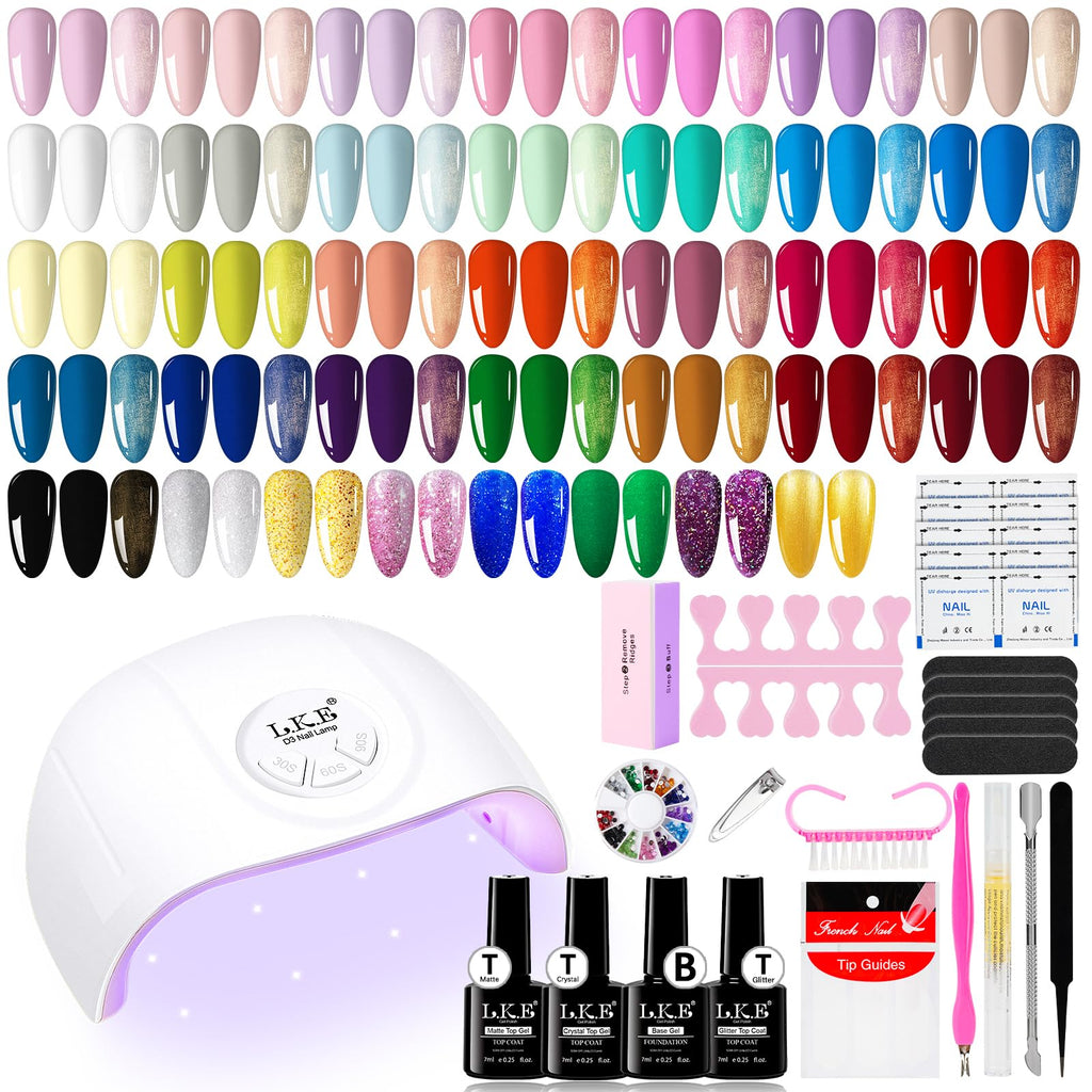 ARCWEISSO Gel Nail Polish Kit with UV Light — 36 Colors, Base & Top Coats